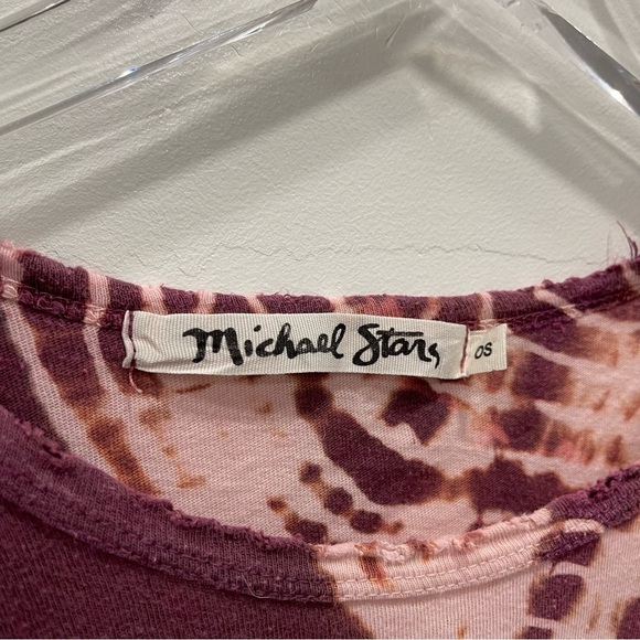 Michael Stars Distressed Tie-Dye Short Sleeve Loose Fit Top Tee T-Shirt One Size - Picture 3 of 10